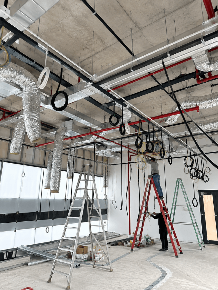 Office ceiling services and reinstatement work in progress